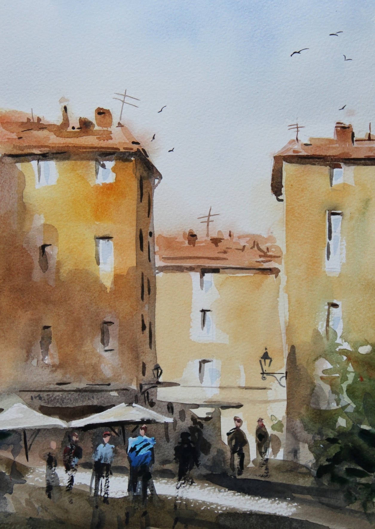 1255x1772 Watercolor Tutorial Art Painting Of Old Town Atmosphere