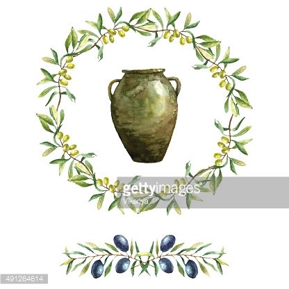 416x416 Watercolor Olive Branch Premium Clipart