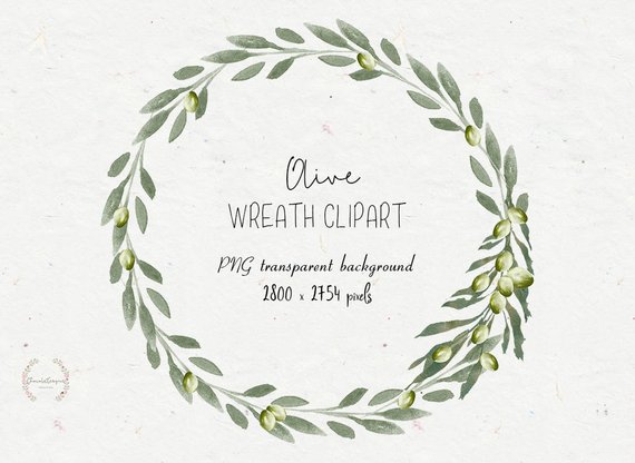 570x416 Olive Wreath Olive Clipart Watercolor Olive Watercolor Etsy