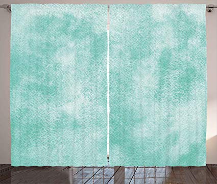 425x361 Ambesonne Mint Curtains, Ombre Watercolor Background