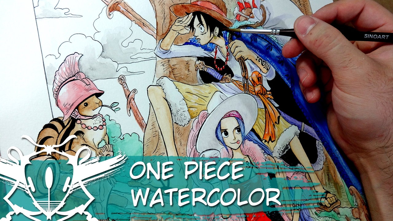 1280x720 One Piece Aquarela Eiichiro Oda Timelapse