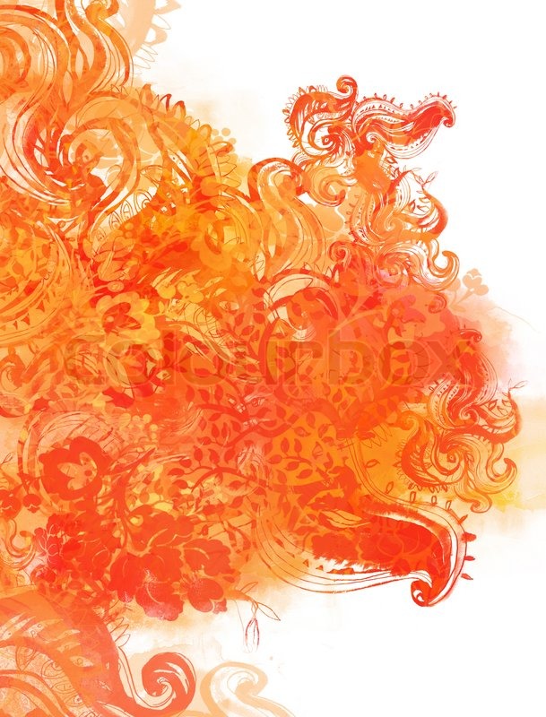 609x800 Watercolor Orange Floral Background Stock Photo Colourbox