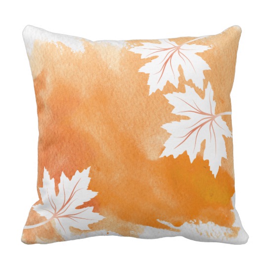 540x540 Watercolor Splash Orange Maple Leaves Modern Throw Pillow