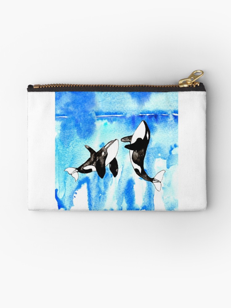 750x1000 Orca, Watercolor Orca Studio Pouches By Rosaliartbook Redbubble