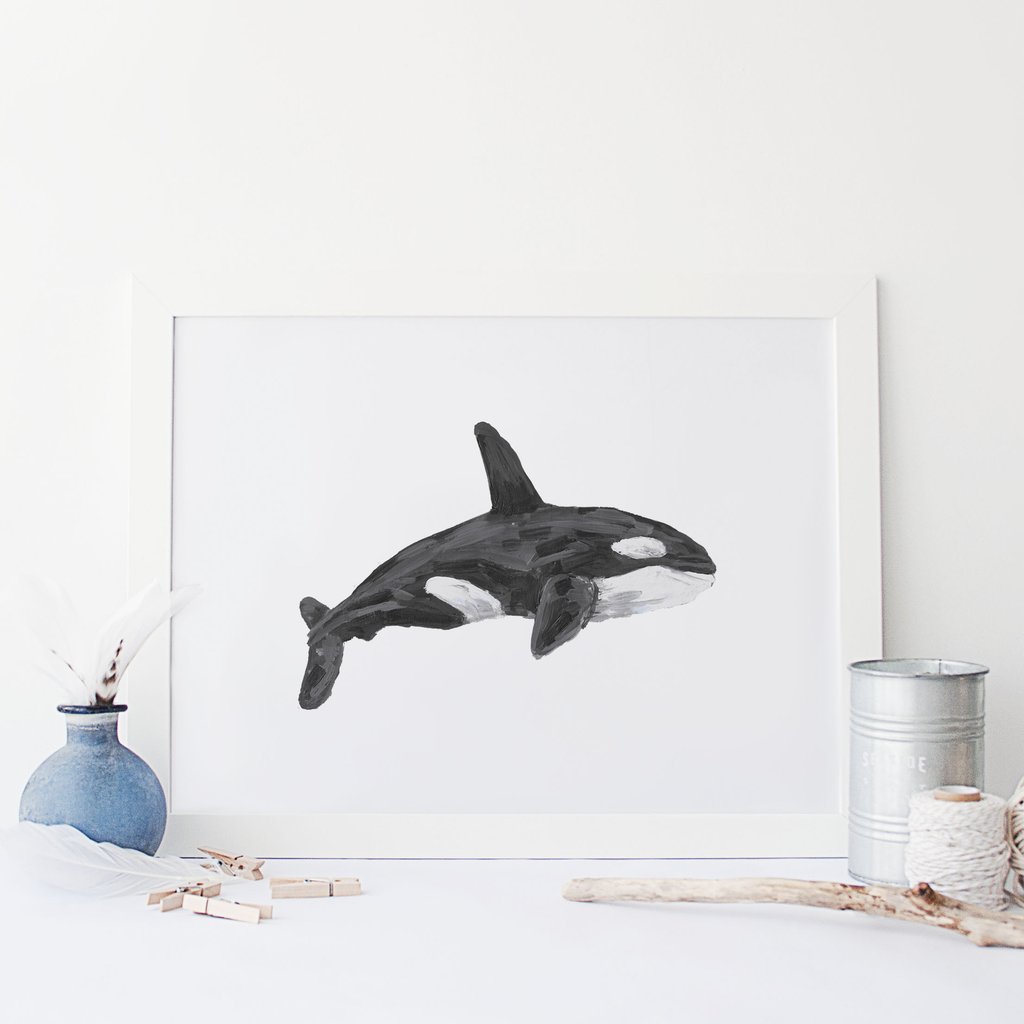1024x1024 Watercolor Orca Killer Whale Digital Print Jetty Home