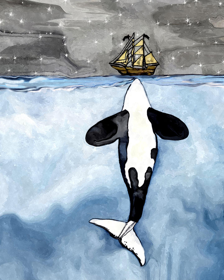 720x900 Whale Orca Kisses A Boat Drawing By Midex Planet