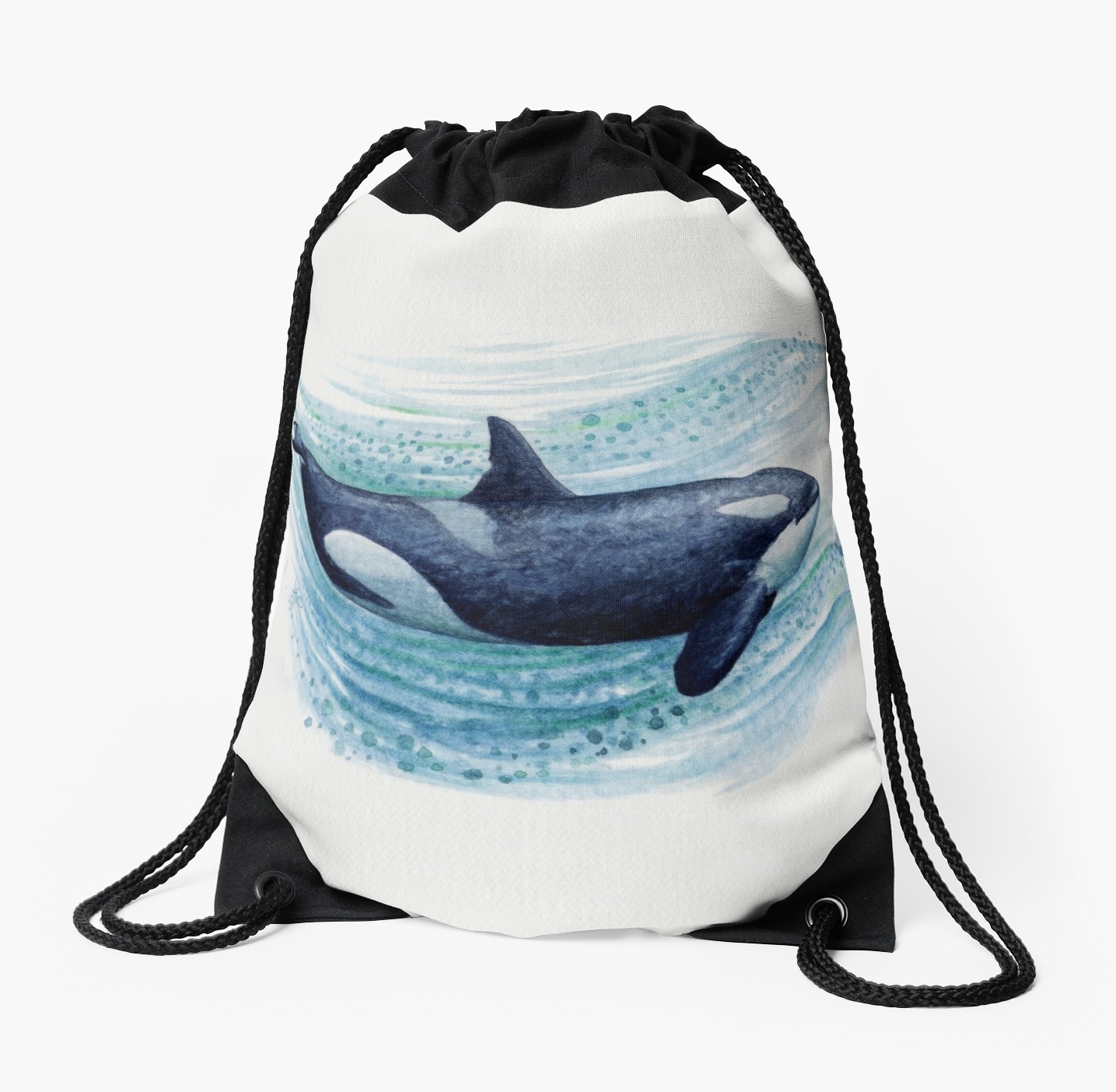 1435x1404 Orca Splash By Amber Marine ~ Watercolor Killer Whale Painting