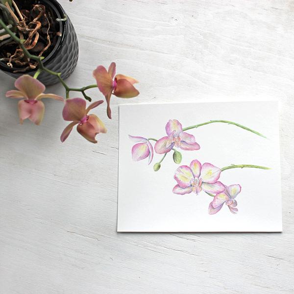 600x600 Orchid Watercolor Print Trowel And Paintbrush