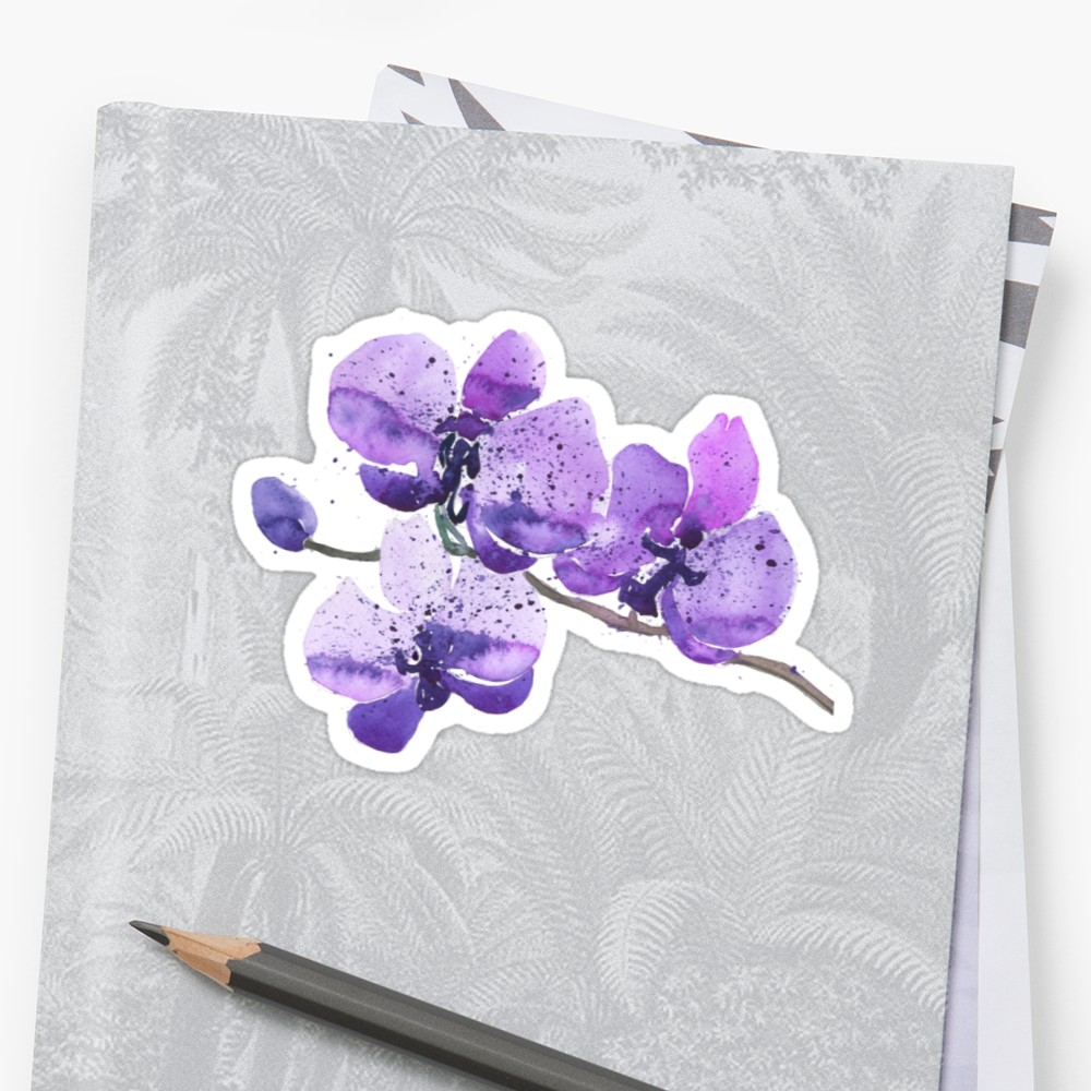1000x1000 Purple Orchid Watercolor Stickers By Junkydotcom Redbubble