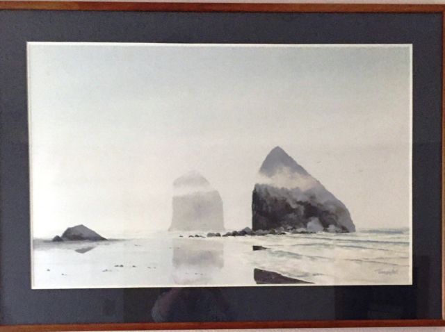 640x478 Jeffrey Hull Original Watercolor Oregon Coast Commissioned Ebay