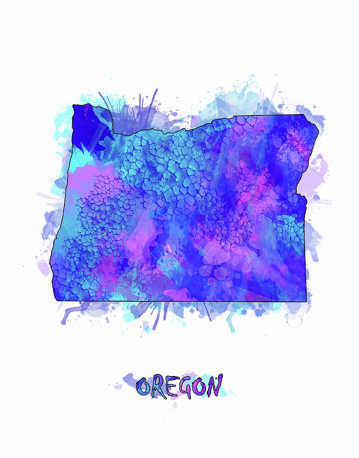 707x900 Oregon Map Watercolor 2 Digital Art By Bekim Art