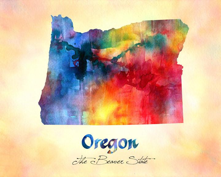 720x576 Oregon State Map Usa, Watercolor Print, Art Print, Wall Art Poster