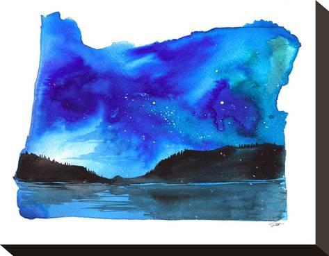 473x369 Oregon State Watercolor Stretched Canvas Print By Jessica Durrant