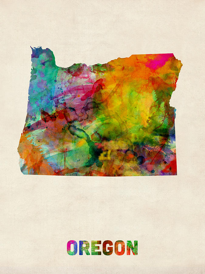 675x900 Oregon Watercolor Map Digital Art By Michael Tompsett