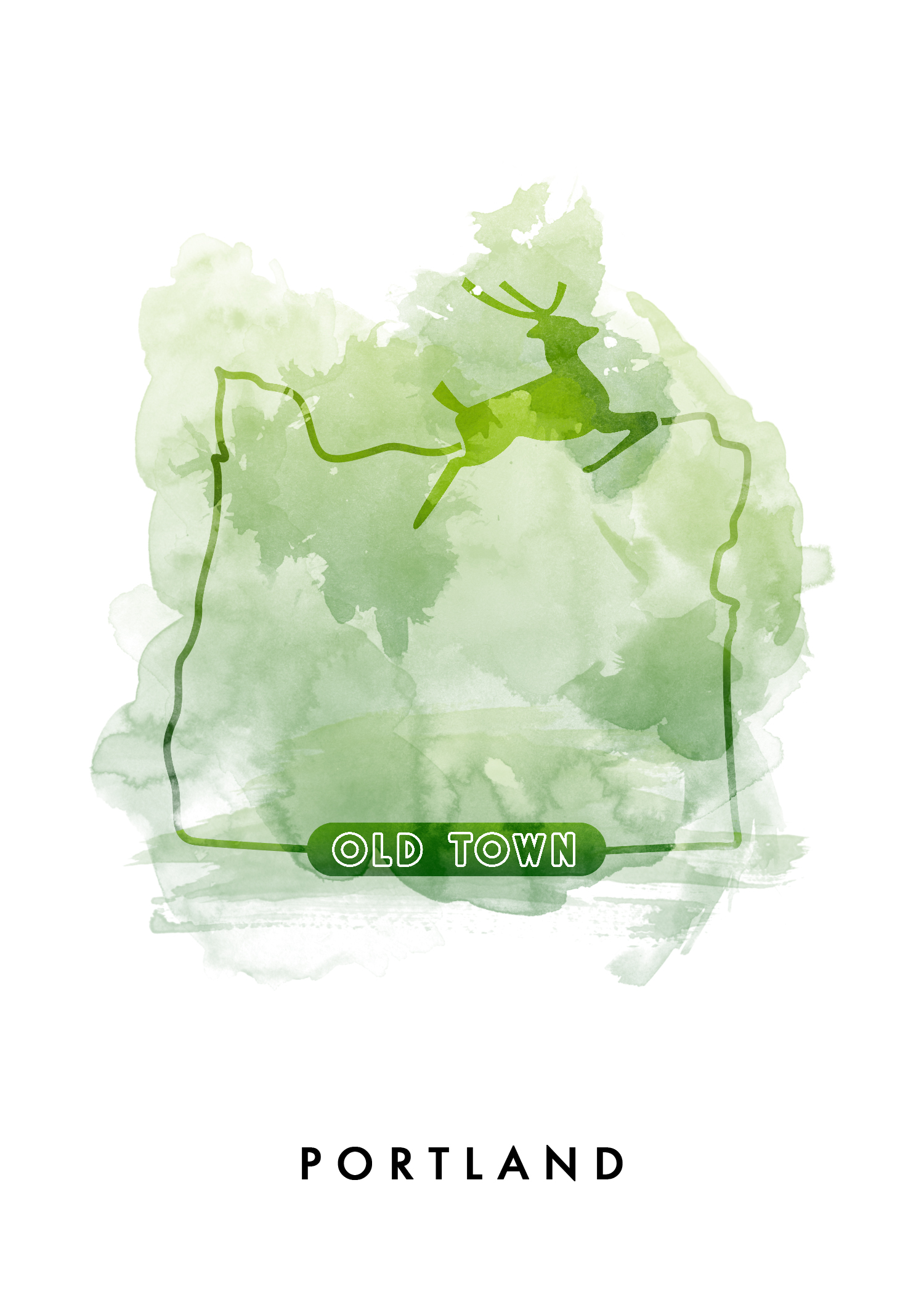 1500x2100 Watercolor Portland, Oregon Jeff Rosick Design