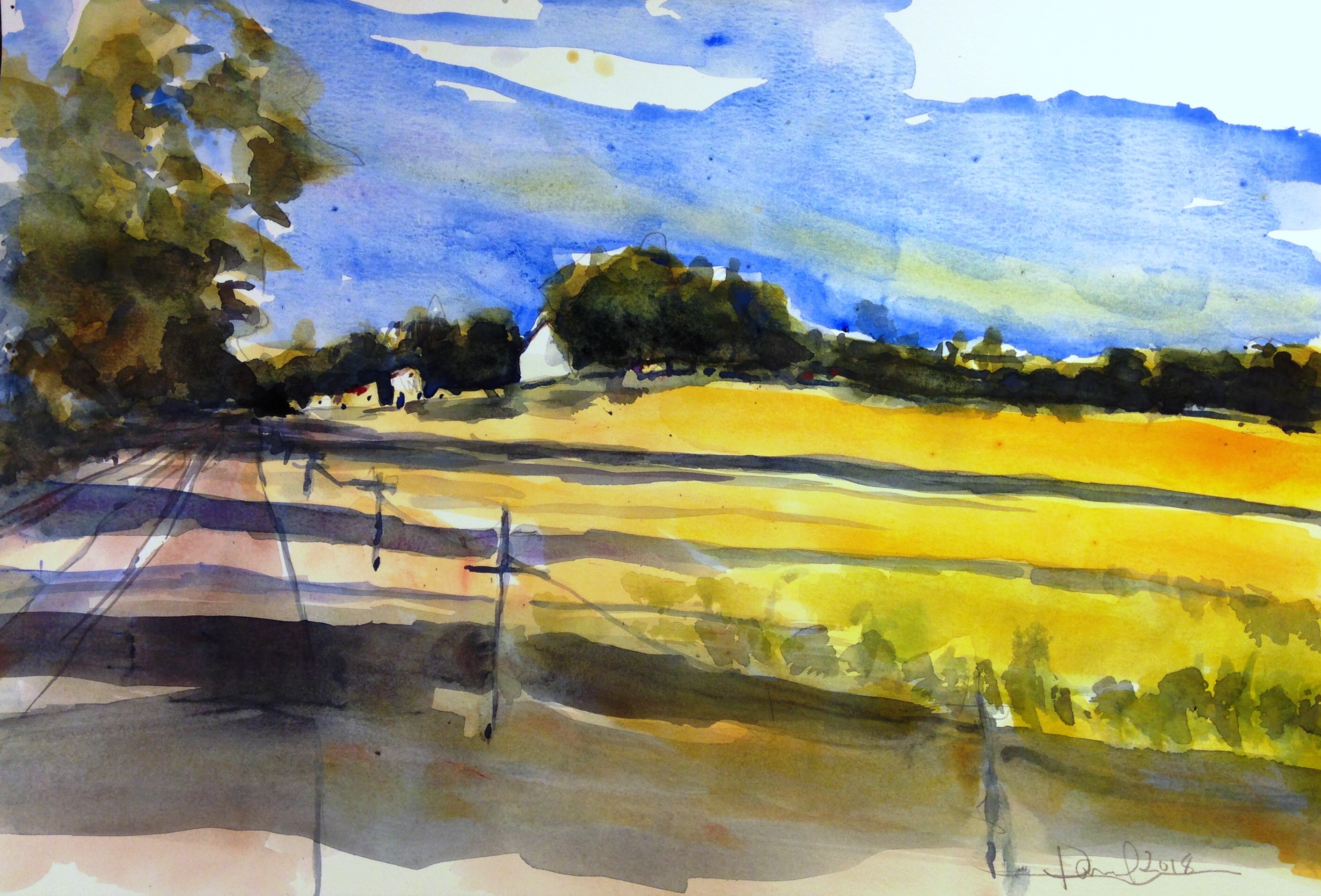 2823x1915 Daniel Clarke Artwork Oregon Back Road Original Watercolor