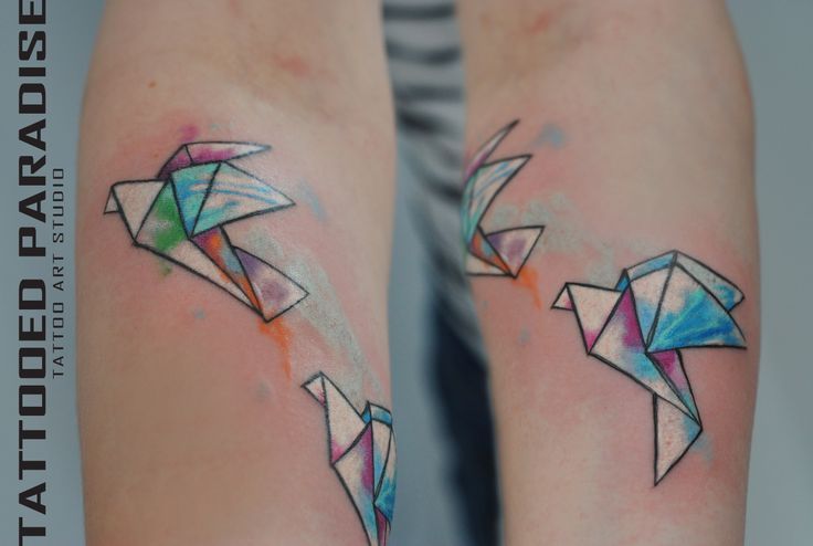 736x494 Origami Watercolor Tattoo Tattoo Artist Aleksandra Katsan