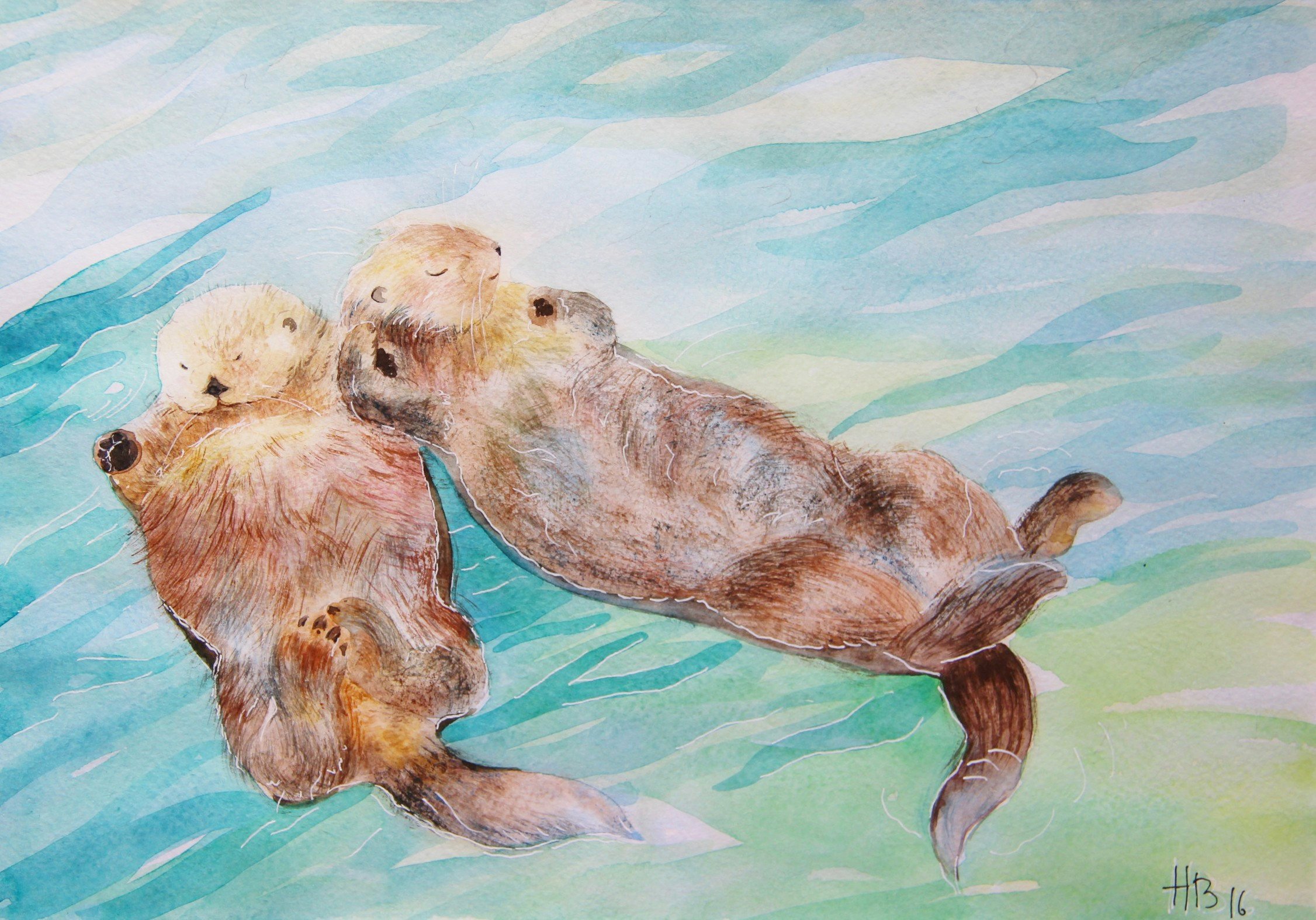 2252x1574 Otter Watercolor Original Watercolor Painting Wall Art Etsy