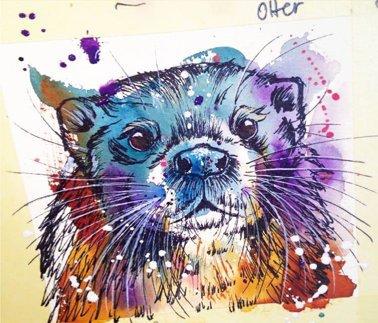 750x640 Otter Watercolor Painting By Tori Ratcliffe Art No. 2597