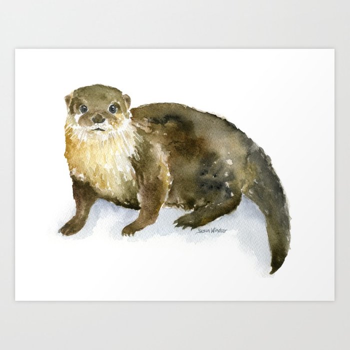 700x700 River Otter Watercolor Art Print By Susanwindsor Society6