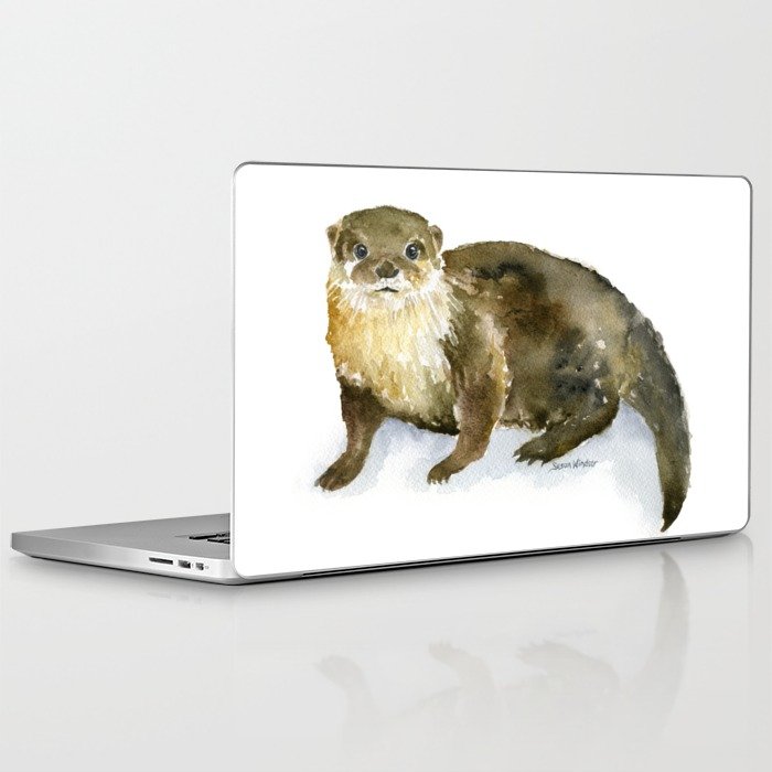 700x700 River Otter Watercolor Laptop Amp Ipad Skin By Susanwindsor Society6
