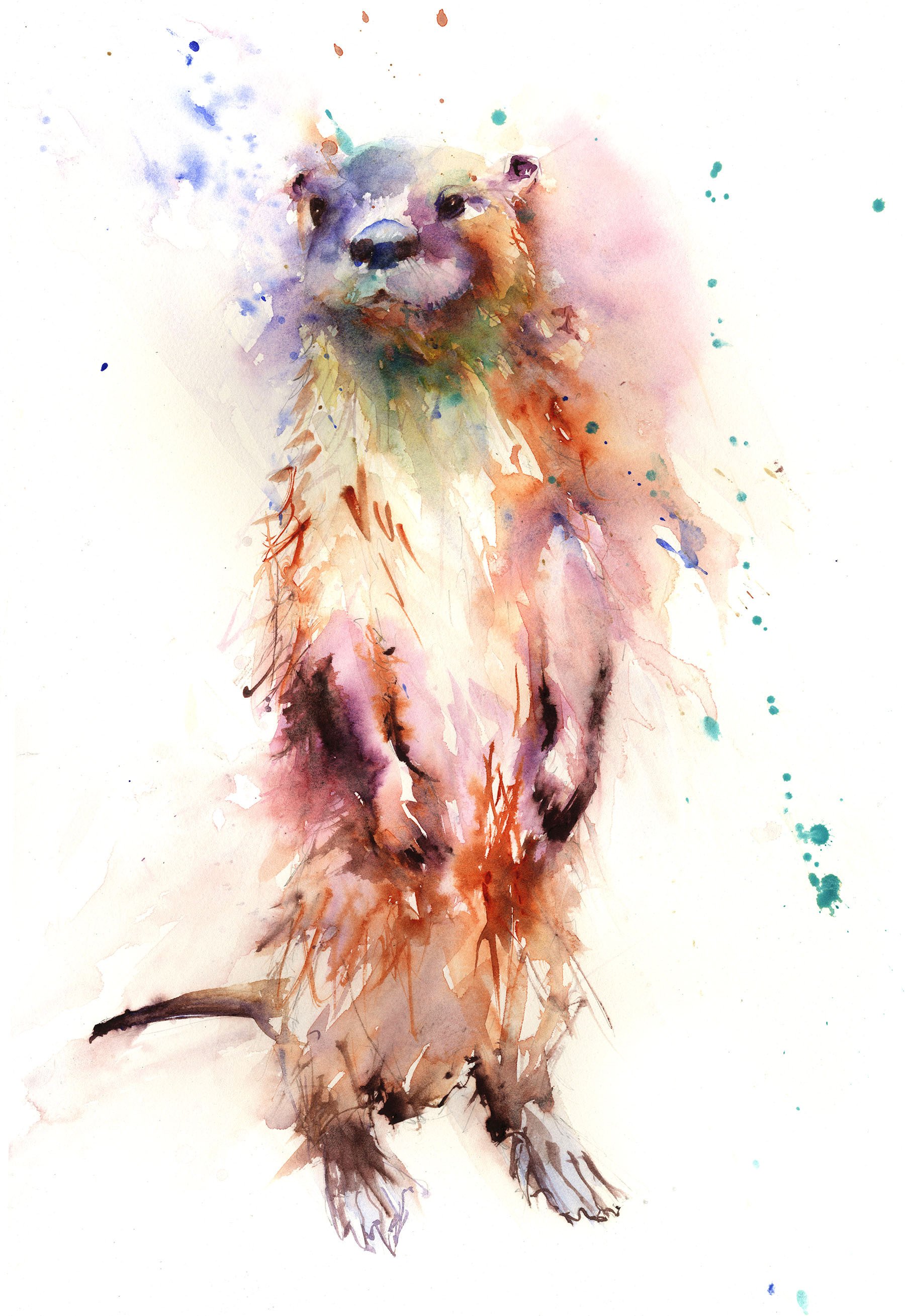1800x2618 Signed Limited Edition Print Of Original Otter Painting Gary