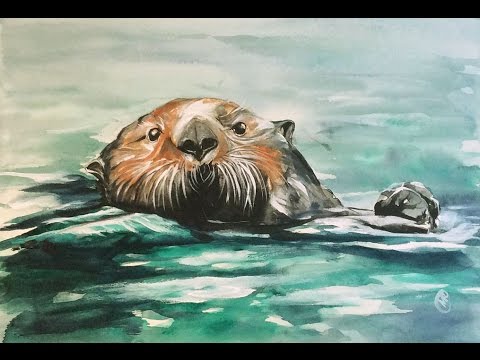 480x360 Watercolor Otter Painting Demonstration