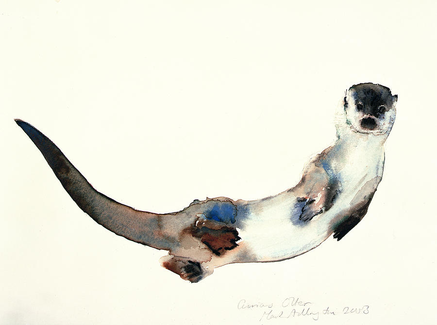 900x670 Curious Otter Painting By Mark Adlington