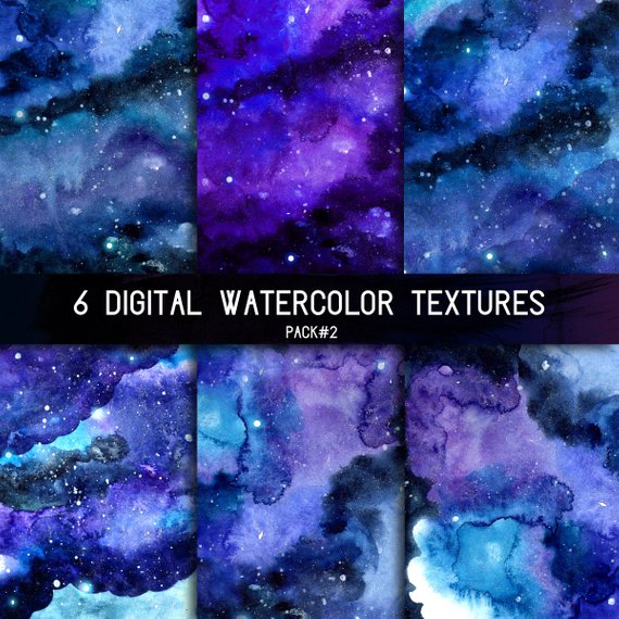 570x570 Space Watercolor Background Digital Night Sky Texture With Etsy