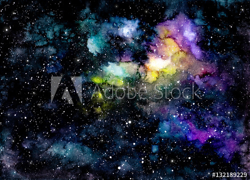500x360 Watercolor Outer Space And Little Yellow Nebula
