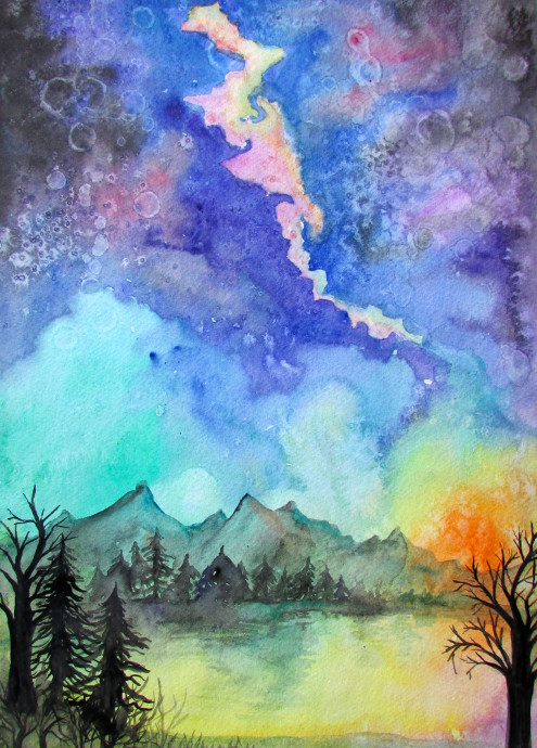 495x690 Fun Watercolor Galaxy And Space Paintings