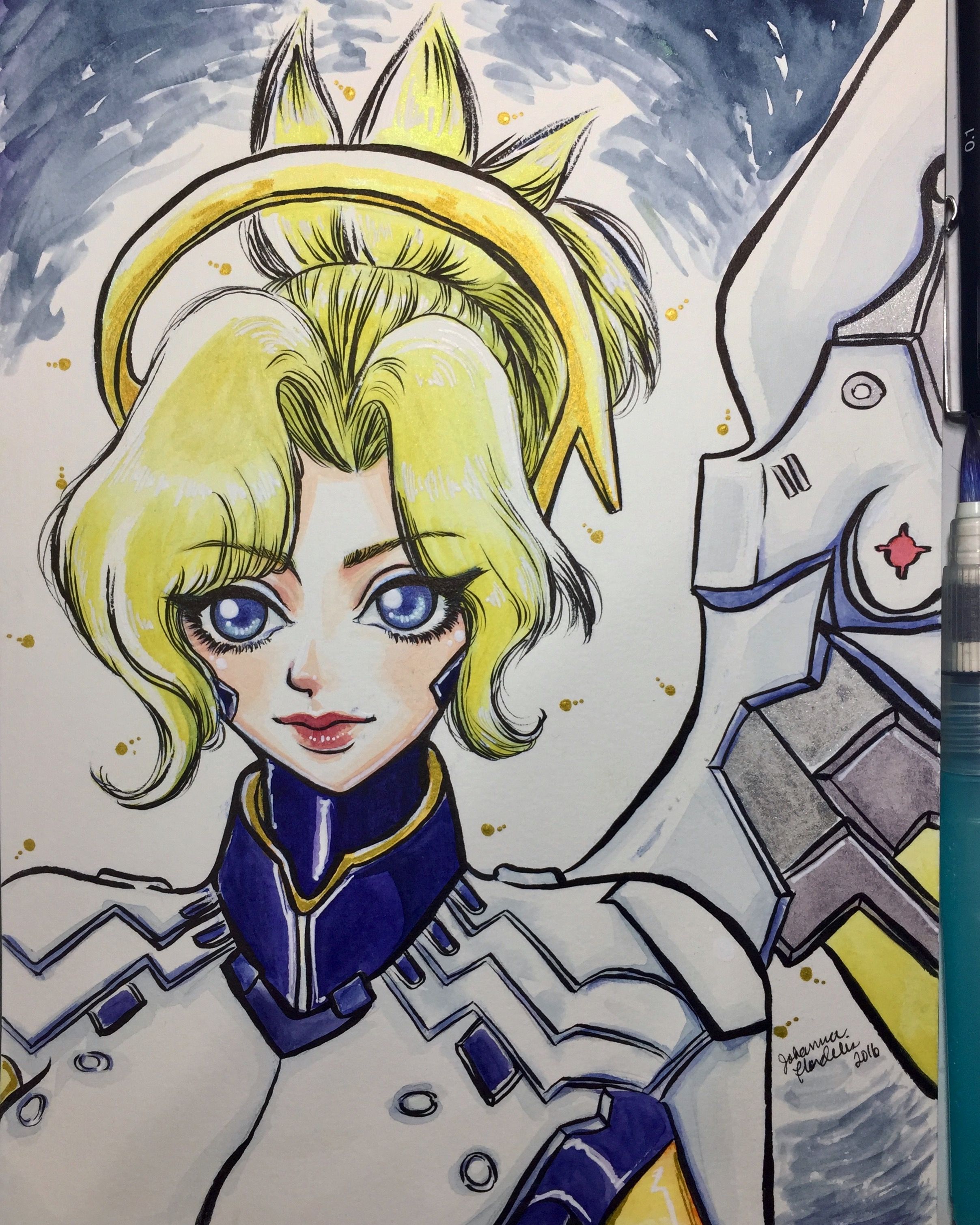 2415x3018 Watercolor Artwork Of Mercy In Overwatch Personal Artworks