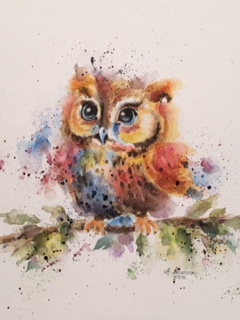 240x320 Baby Owl Watercolor (Print) Arlene Newman Designs
