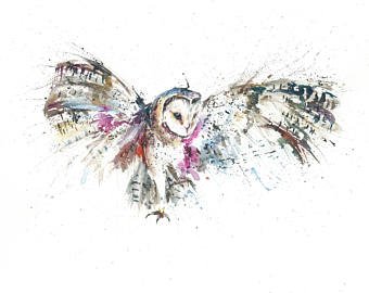 340x270 Owl Watercolor Print Etsy