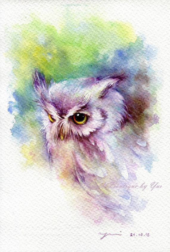 570x842 Print Baby Owl Watercolor Painting 7.5 X 11 Ot Waysideboutique