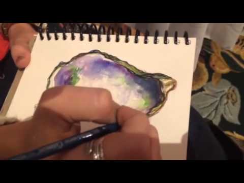 480x360 Watercolor Oyster Shell Painting In Progress