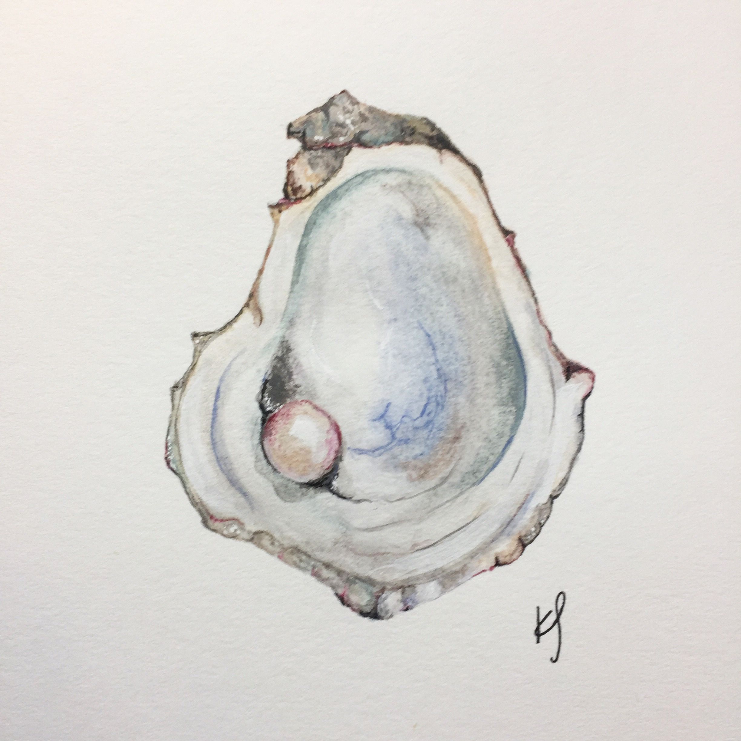 2448x2448 Watercolor Oyster And Pearl Yum Watercolor In 2018