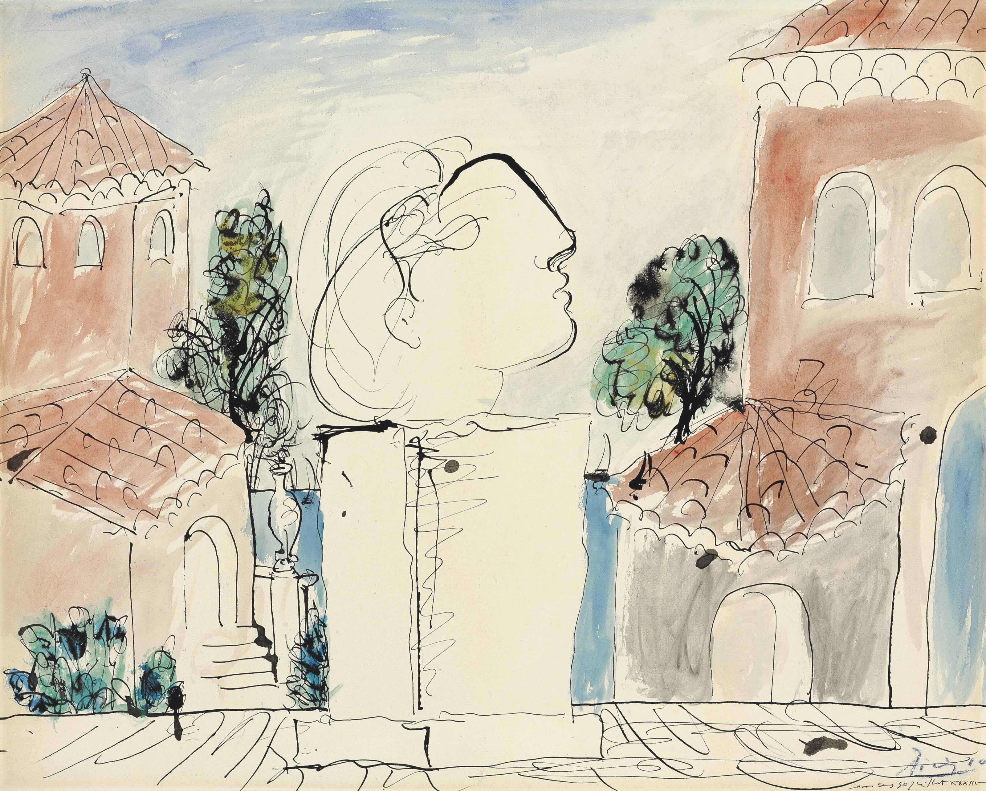 3200x2568 Pablo Picasso (1881 1973) Sur La Terrasse 20th Century