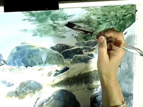 480x360 Painting A Tree Filled Background In Watercolors