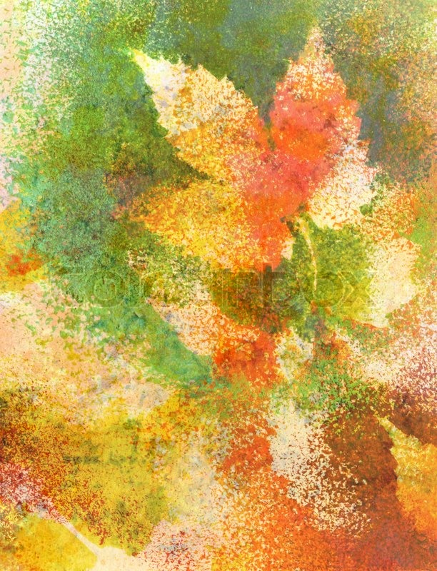 612x800 Abstract Background, Watercolor Leaves, Hand Painted On A Paper
