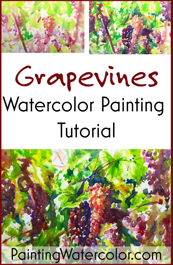 736x1128 Painting Grape Vines In Watercolor Watercolor Painting Tutorial