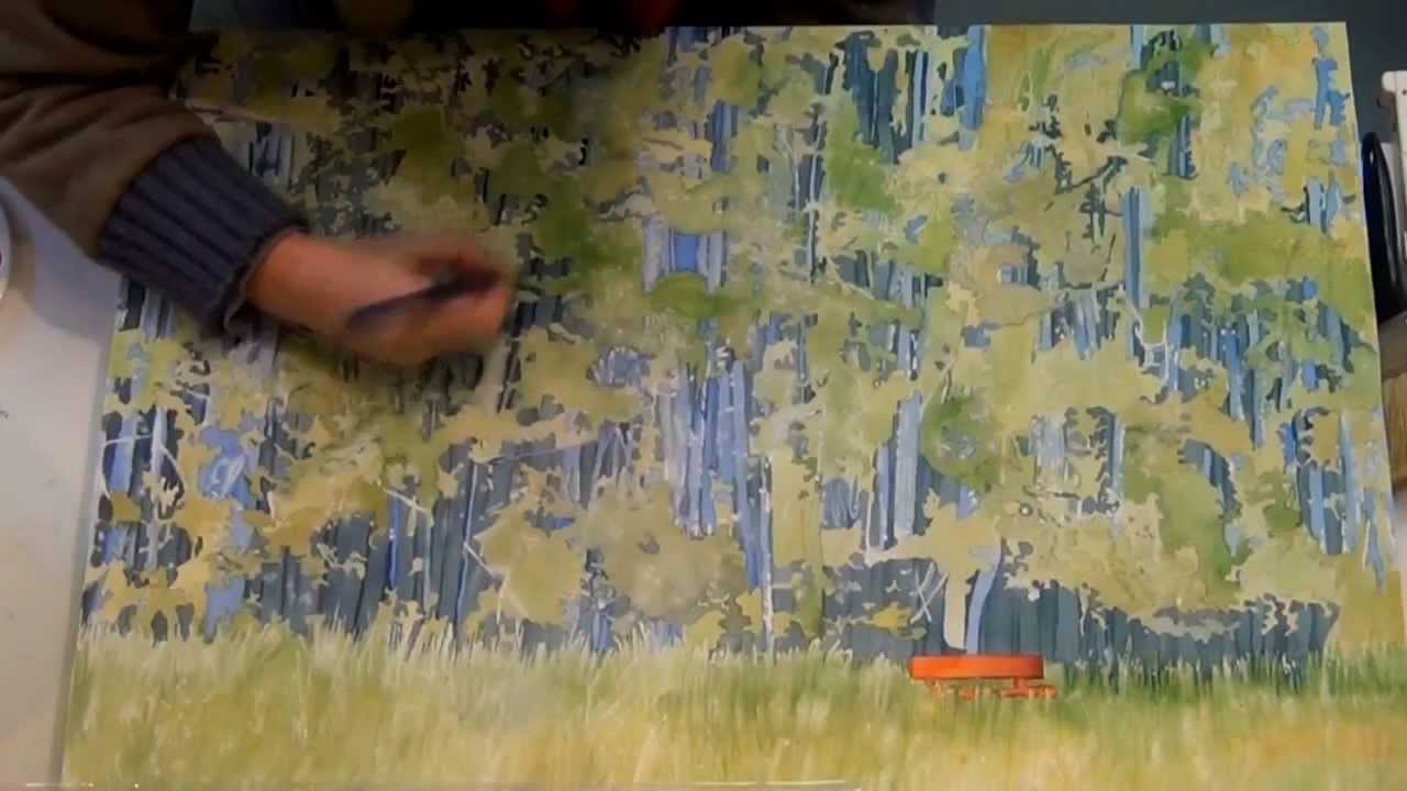 1280x720 How To Paint Grass And Trees With Watercolor, A Time Lapse Video