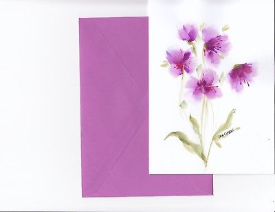 400x309 Hand Painted Watercolor Greeting Card Floral Design Original Art