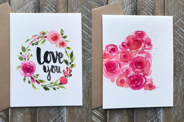 600x400 Hand Painted Greeting Cards With Love Message