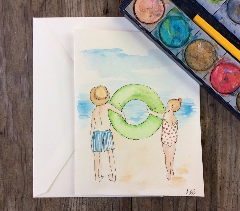 1000x877 Hand Painted Greeting Card. Original Watercolor Art. 5x7 Blank