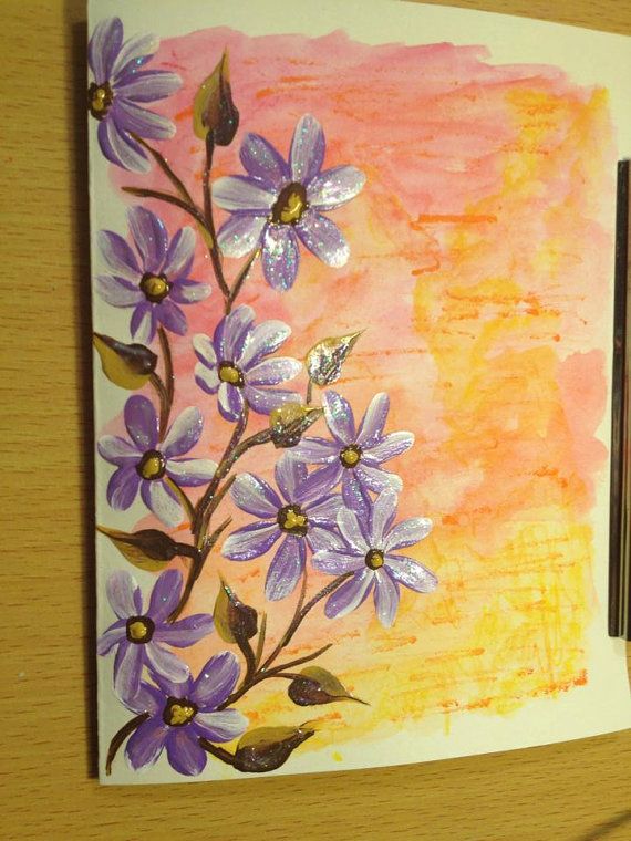 570x760 Beautiful Hand Painted Greeting Card By Marylinescrafts On Etsy