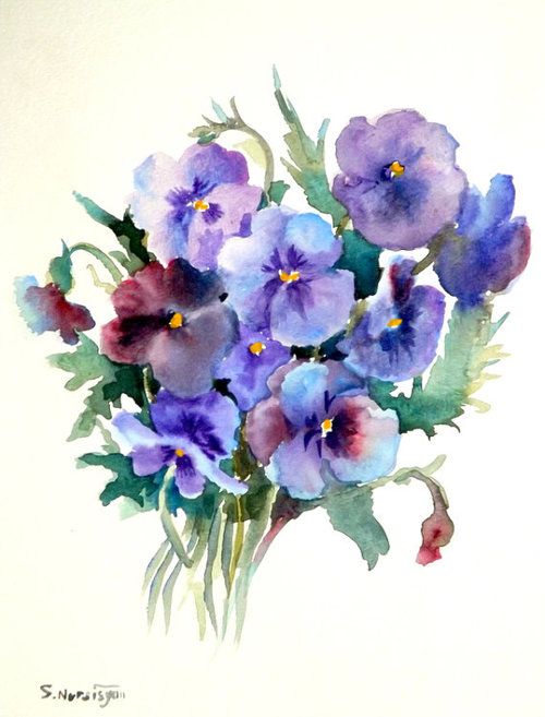 500x657 Pansies Beautiful, Clear, Pansies By Suren Nersisyan Art