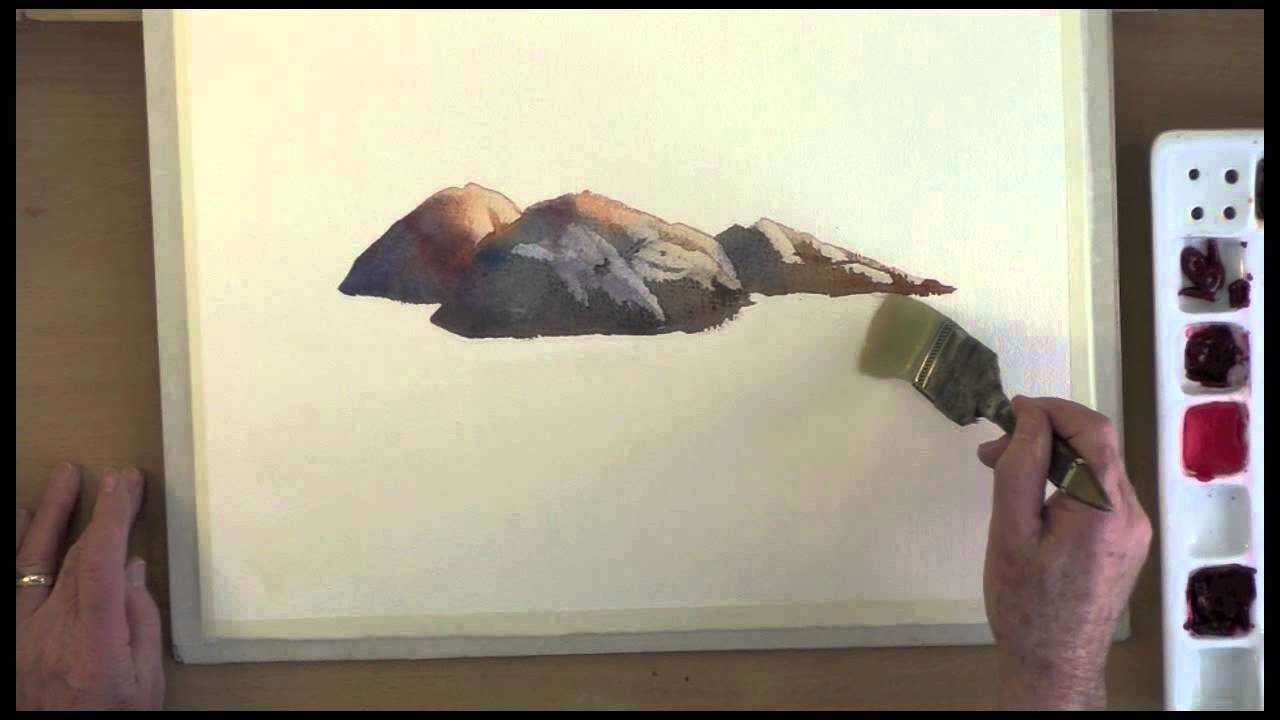 1280x720 Painting And Knifing Out Rocks In Watercolor