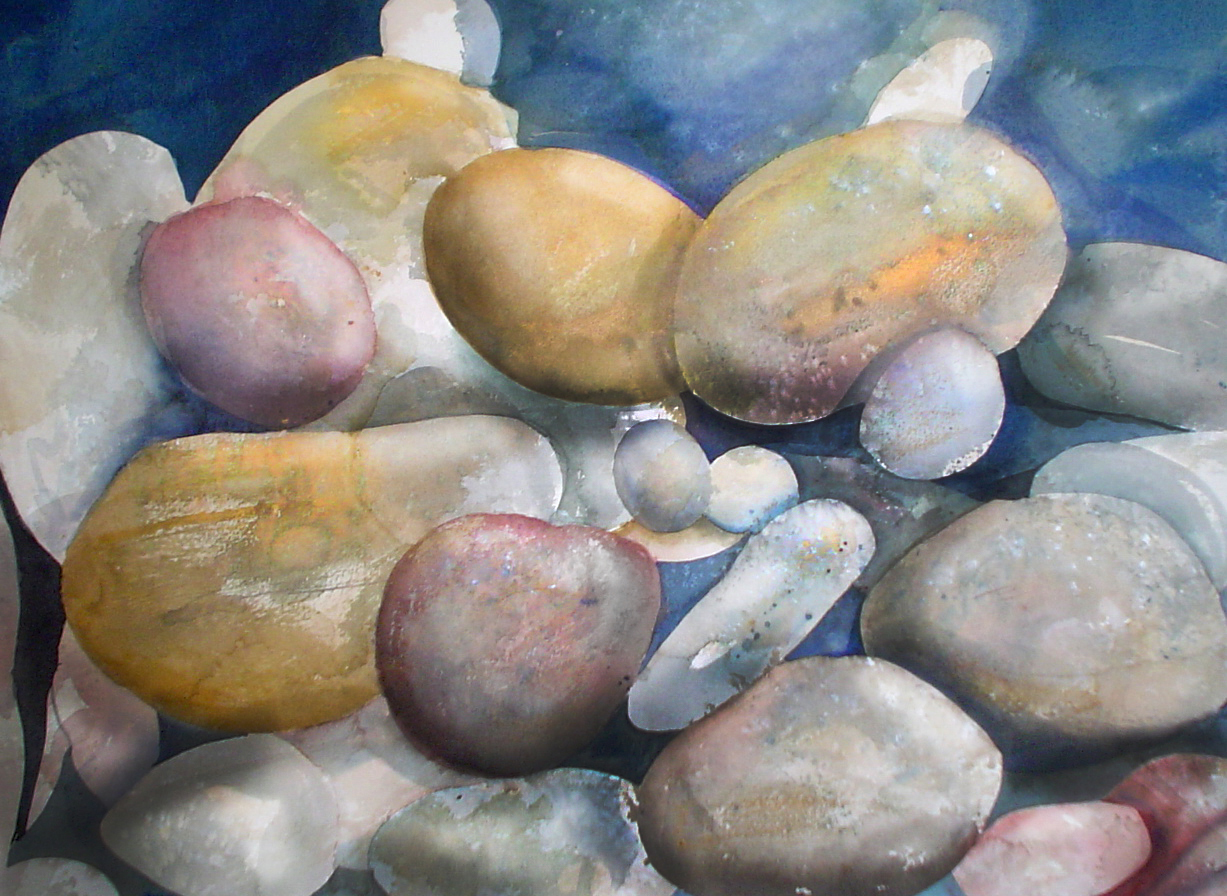 1227x896 Amy Hautman Paintings Tumbling Rocks, Watercolor