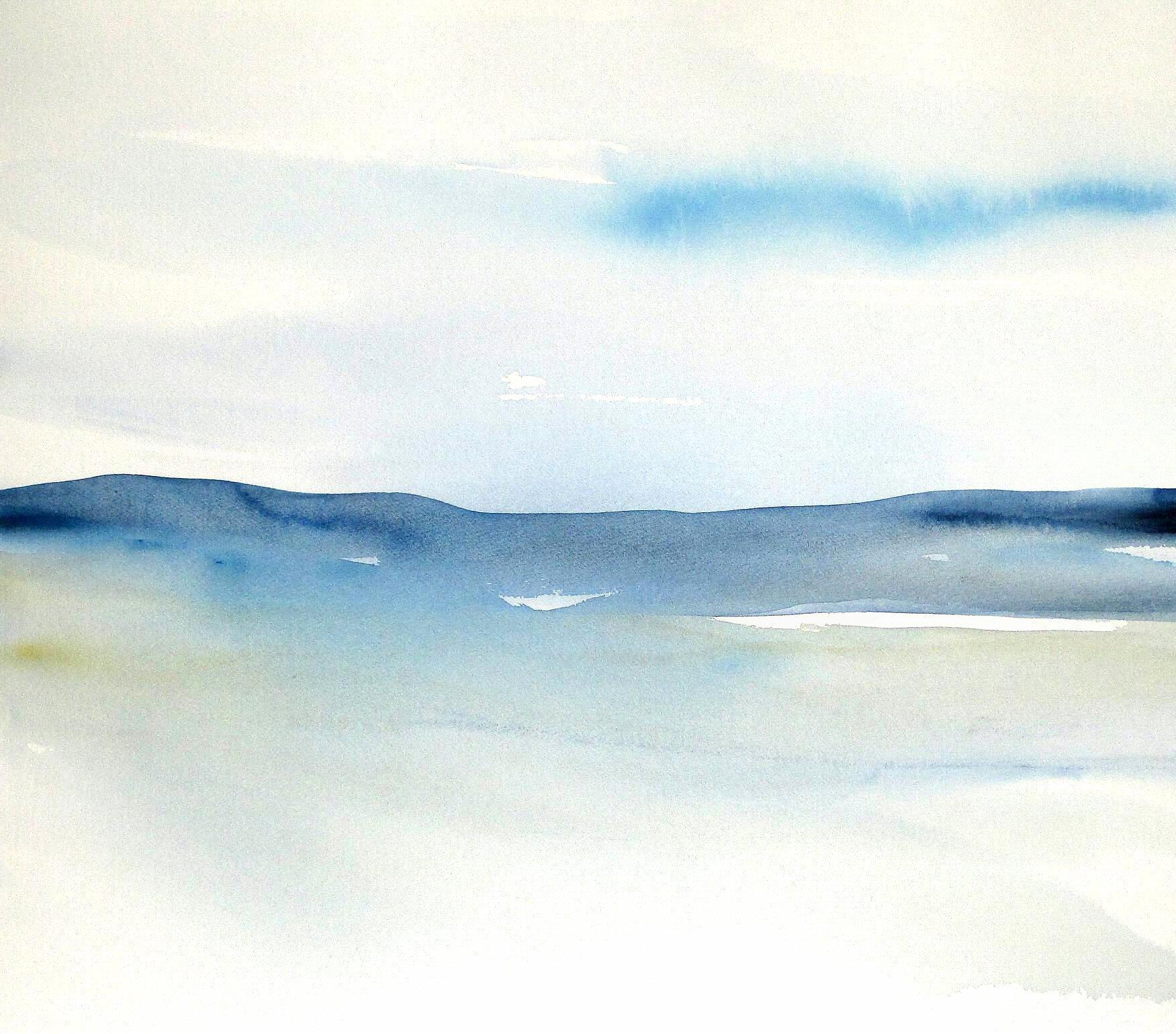 1751x1540 Original Contemporary Abstract Seascape Landscape Watercolor